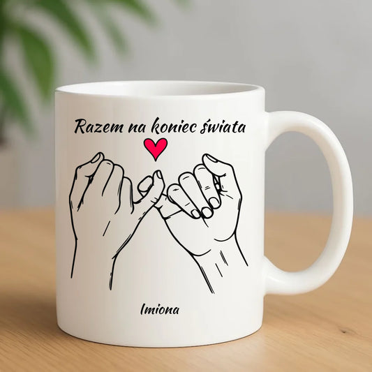 Kubek dla par - Razem na koniec świata - personalizowany W60 - StoryCups.pl