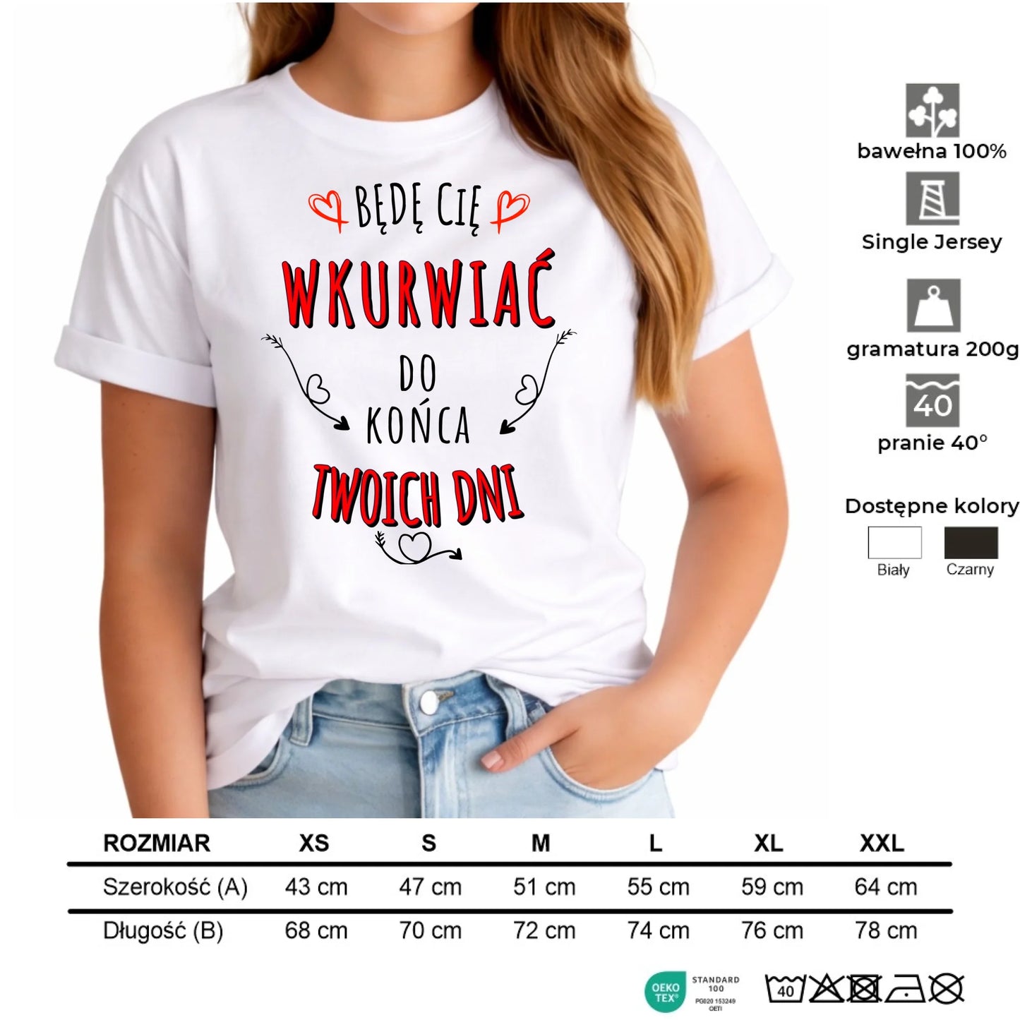 Koszulka damska - Będę Cię wku*wiać do końca Twoich dni - bez cenzury W61 - StoryCups.pl