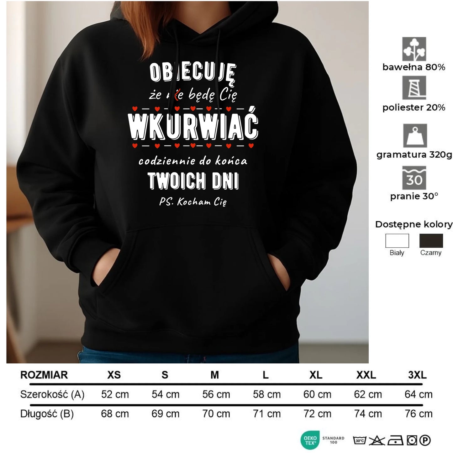 Bluza damska z kapturem - Obiecuję, że będę Cię wku*rwiać codziennie - bez cenzury W65 - StoryCups.pl