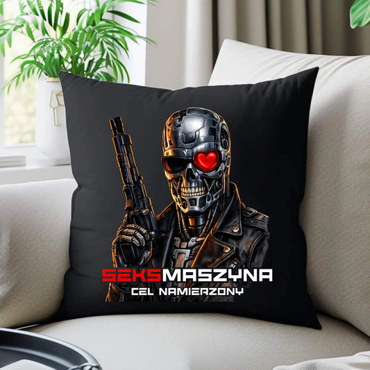 Poduszka dekoracyjna dla faceta - Cyborg z sercem Seks maszyna DCH32 - StoryCups.pl