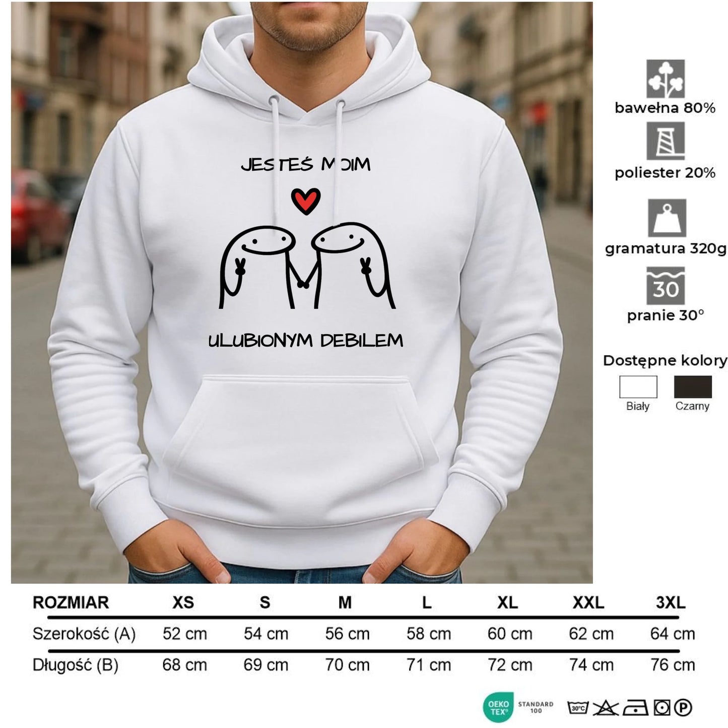 Bluza męska z kapturem - Jesteś moim ulubionym debilem W78 - StoryCups.pl