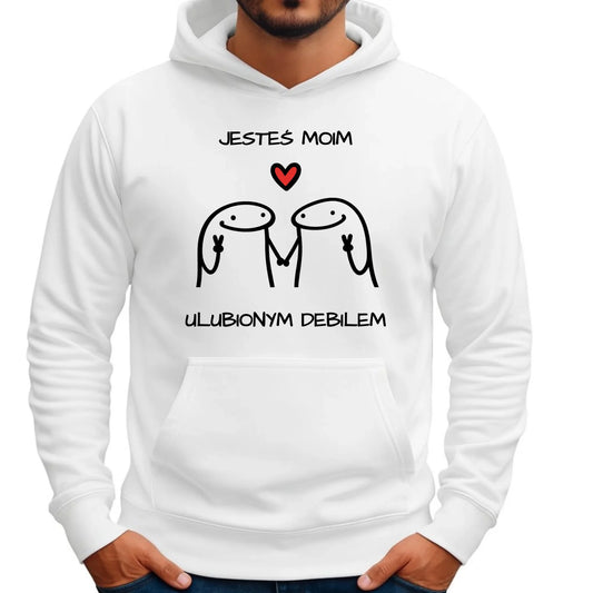 Bluza męska z kapturem - Jesteś moim ulubionym debilem W78 - StoryCups.pl