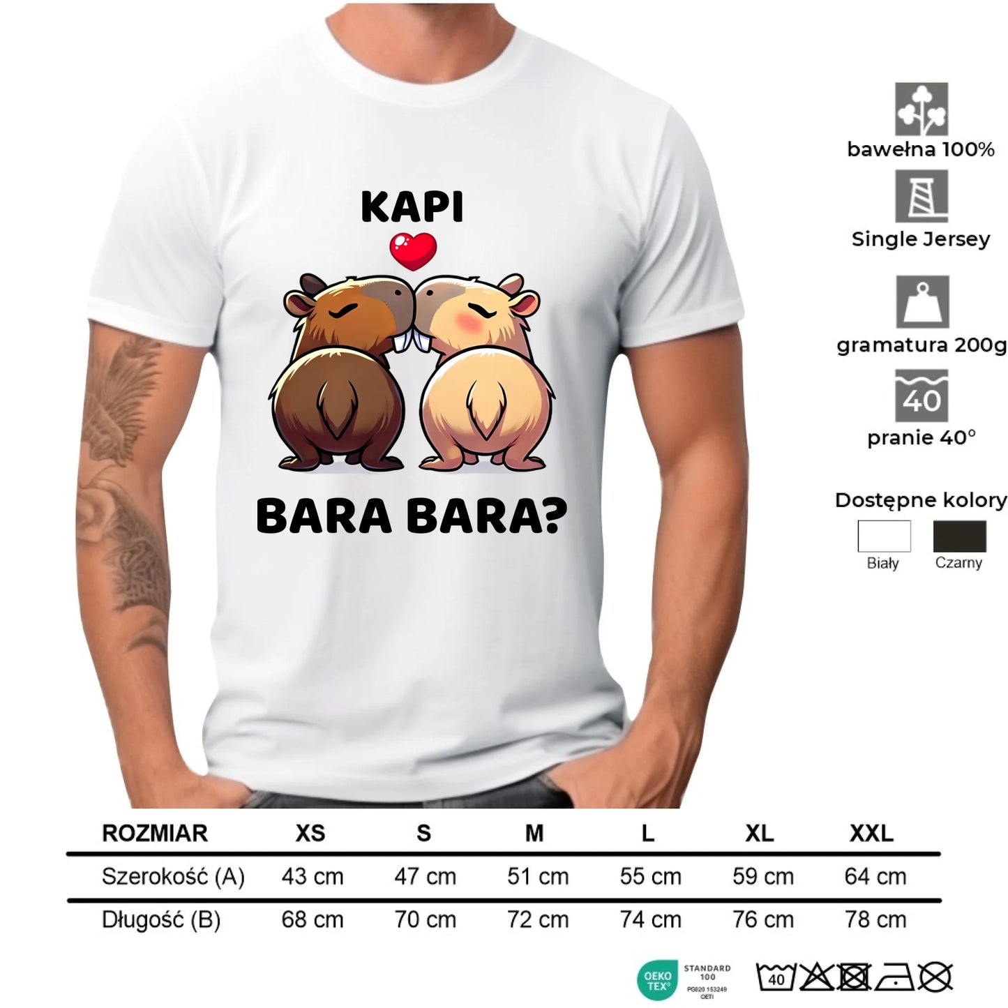 Koszulka męska - Kapibara bara bara W86 - StoryCups.pl