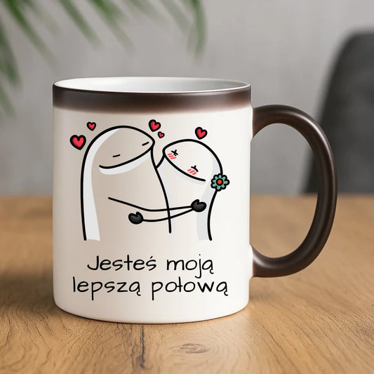 Kubek magiczny dla par - Jesteś moją lepszą połową W87 - StoryCups.pl