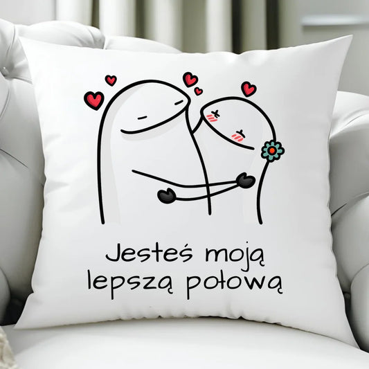 Poduszka dla par - Jesteś moją lepszą połową W87 - StoryCups.pl