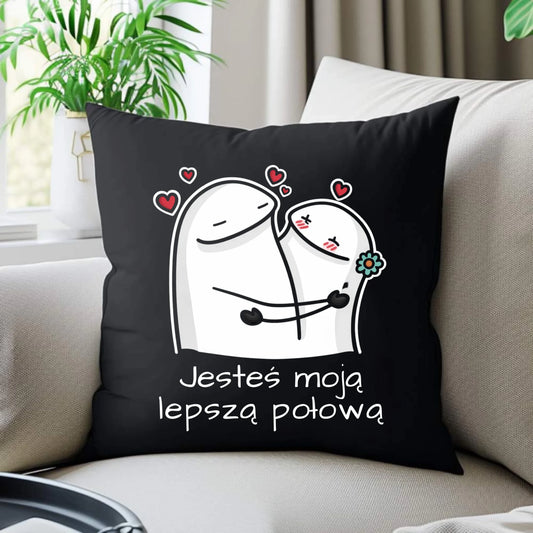 Poduszka dekoracyjna dla par - Jesteś moją lepszą połową W87 - StoryCups.pl