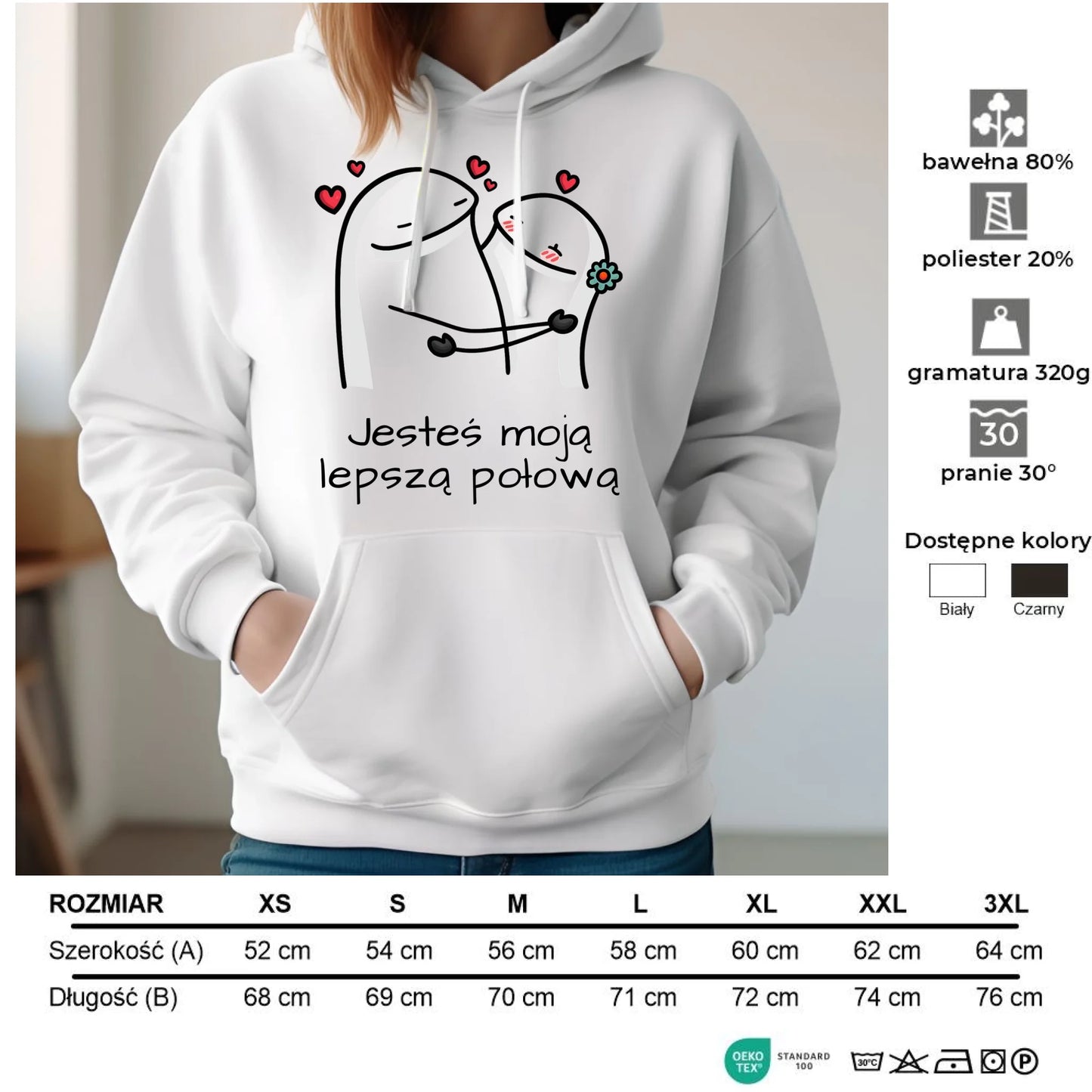 Bluza damska z kapturem - Jesteś moją lepszą połową W87 - StoryCups.pl