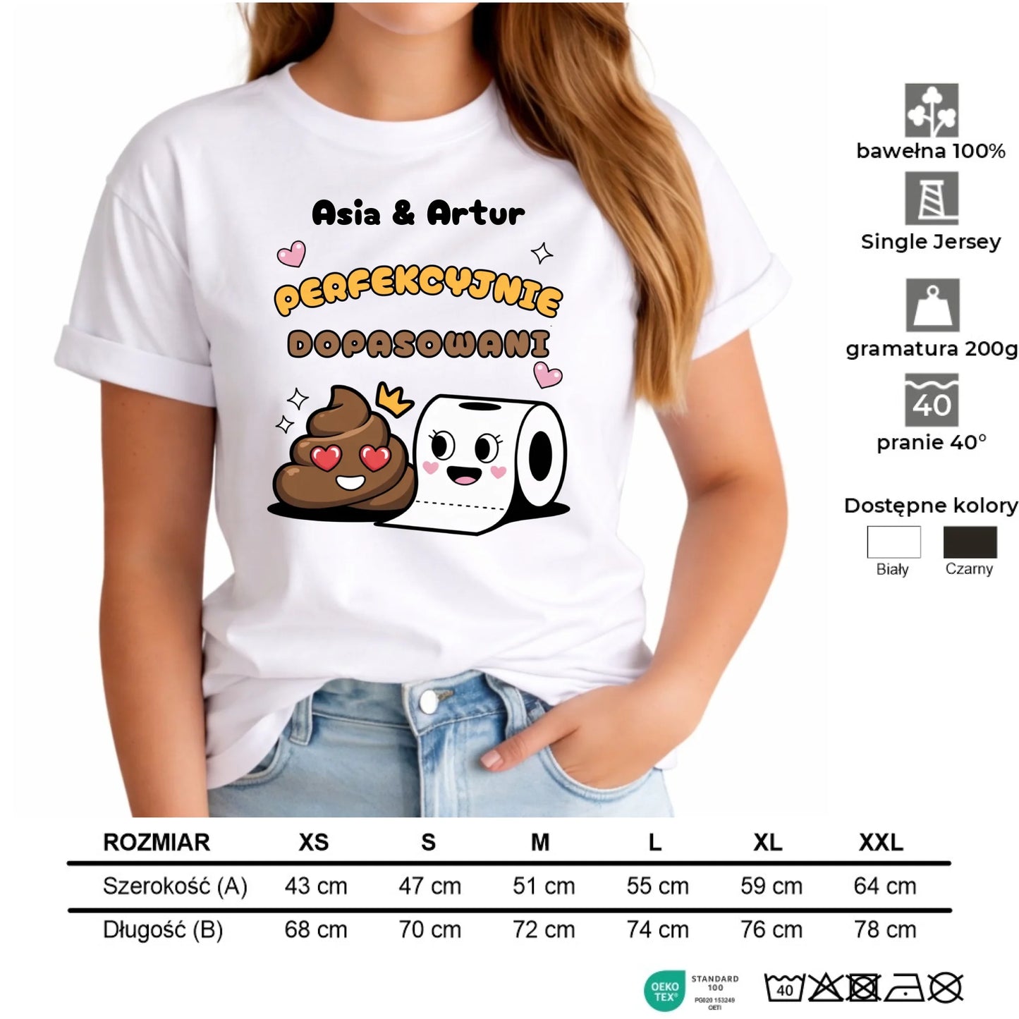 Koszulka damska - Perfekcyjnie dopasowani - personalizowana W81 - StoryCups.pl