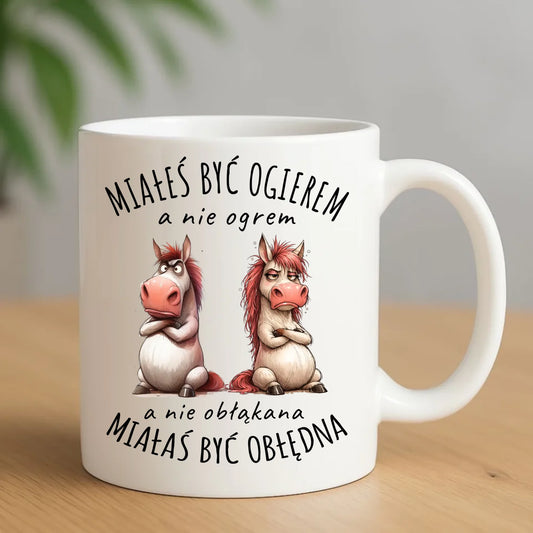 Kubek dla par - Ogier & Obłędna - śmieszny W85 - StoryCups.pl