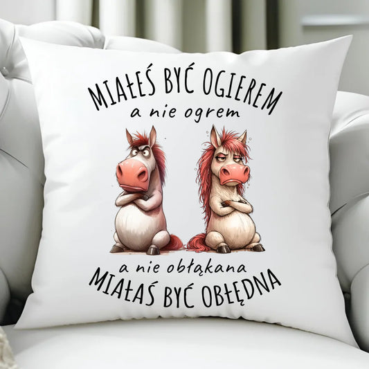 Poduszka dla par - Ogier & Obłędna - śmieszna W85 - StoryCups.pl