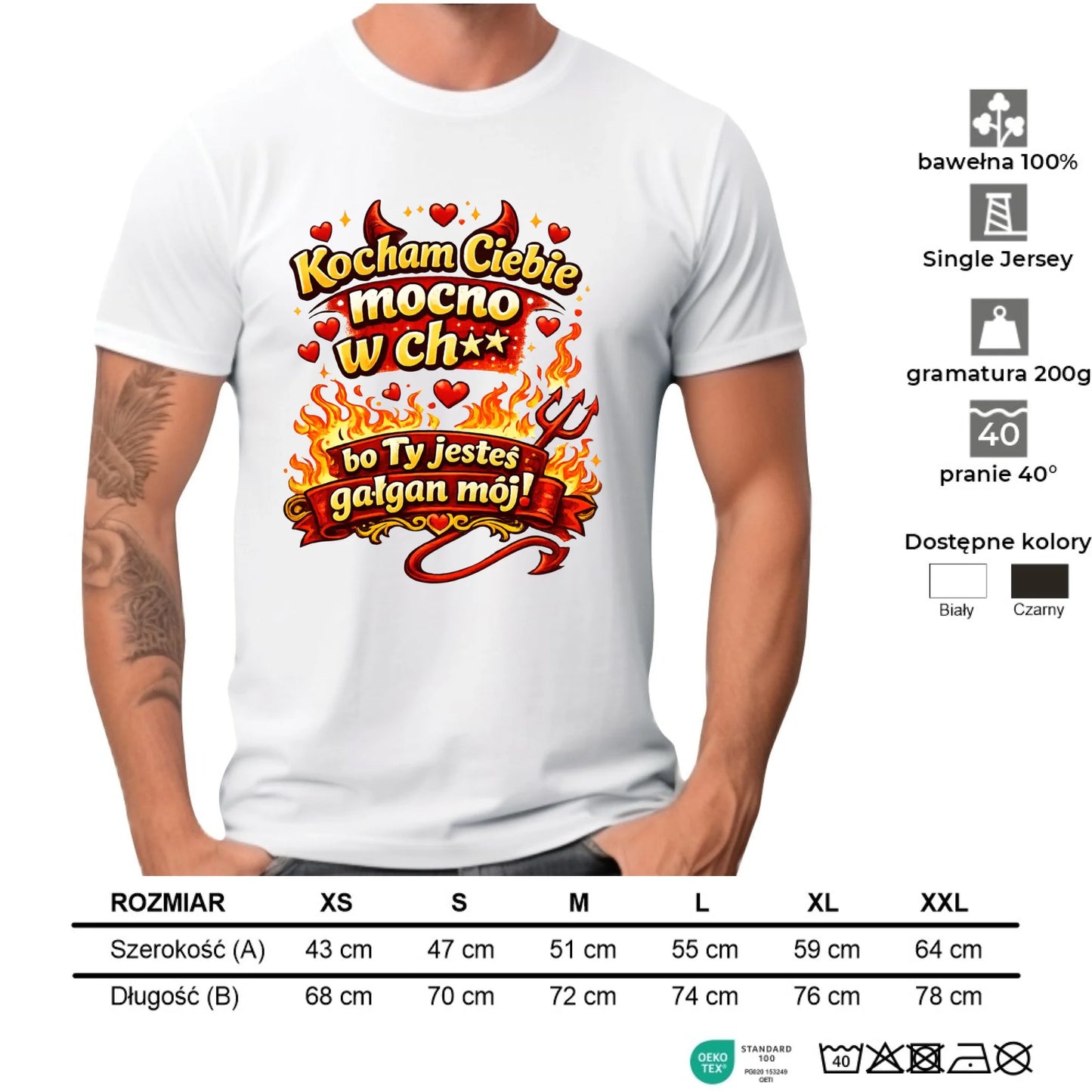 Koszulka męska - Kocham Ciebie mocno w ch** bo Ty jesteś gałgan mój W82