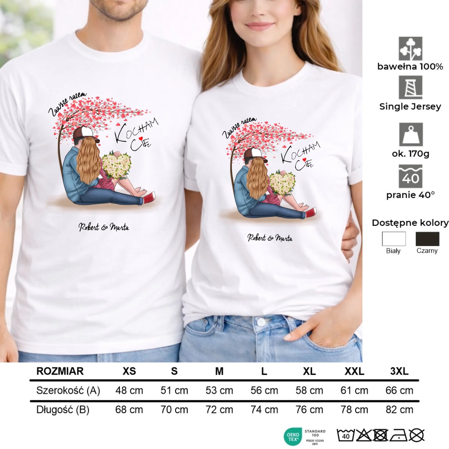 Zestaw koszulek dla par - Zawsze razem - personalizowany W04 - StoryCups.pl