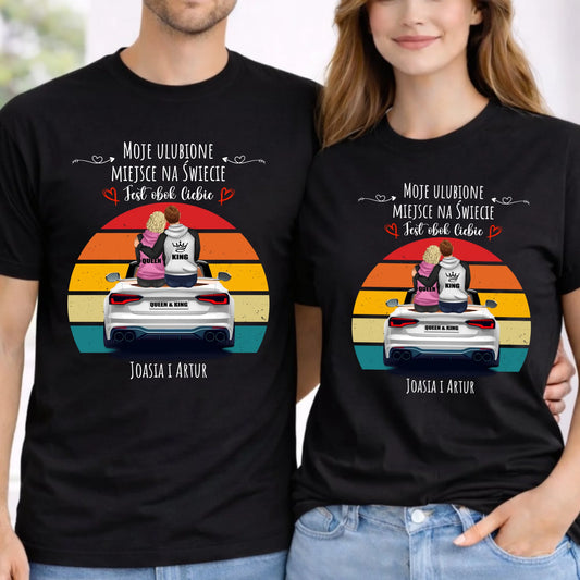 Zestaw koszulek dla par - Moje ulubione miejsce - personalizowany W06 - StoryCups.pl