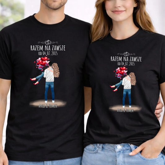 Zestaw koszulek dla par na rocznicę - Razem na zawsze - personalizowany W14 - StoryCups.pl