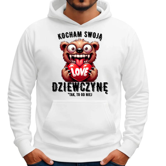 Bluza męska z kapturem dla chłopaka - Kocham swoją dziewczynę W30 - StoryCups.pl