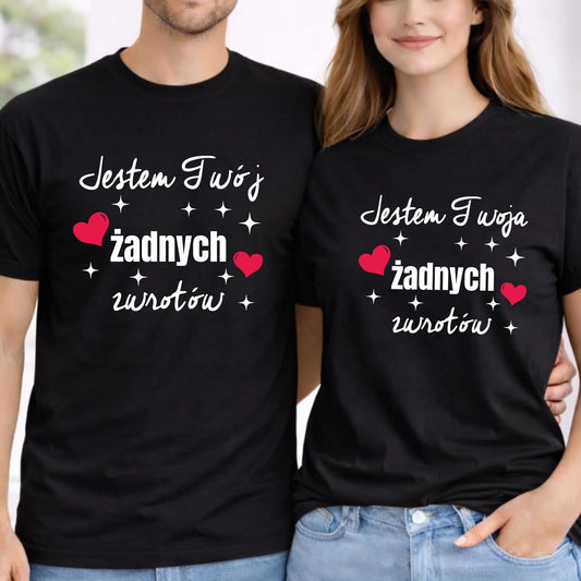 Zestaw koszulek dla par - Jestem Twój Twoja żadnych zwrotów W28 - StoryCups.pl