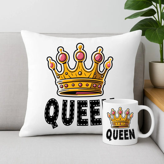 Zestaw poduszka i kubek dla niej - Queen W41 - StoryCups.pl