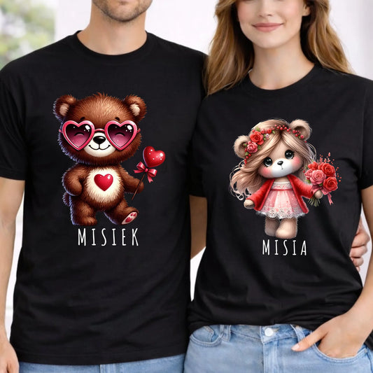 Zestaw koszulek dla par - Misiek i Misia W34 - StoryCups.pl