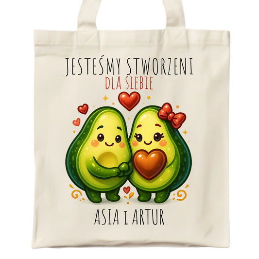 Torba dla par - Awokado Stworzeni dla siebie - personalizowana W91 - StoryCups.pl