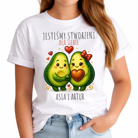 Koszulka damska - Awokado Stworzeni dla siebie - personalizowana W91 - StoryCups.pl