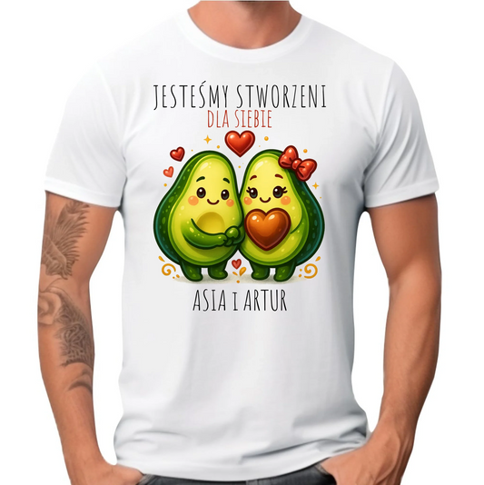 Koszulka męska - Awokado Stworzeni dla siebie - personalizowana W91 - StoryCups.pl