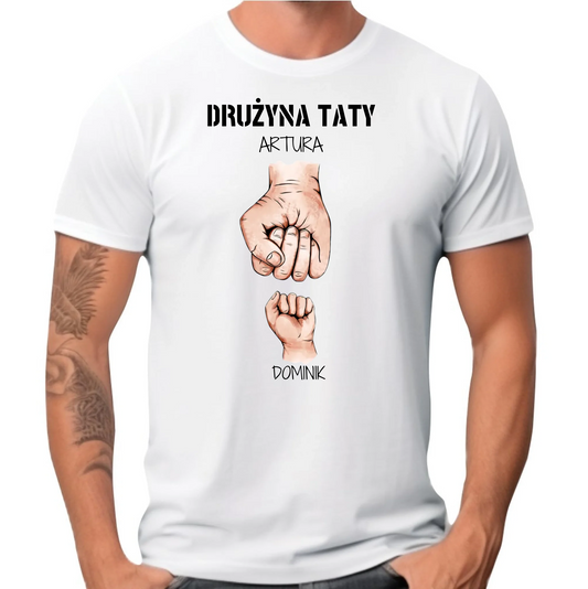 Koszulka dla taty - Drużyna taty 1-6 imion dzieci - personalizowana DT01 - StoryCups.pl