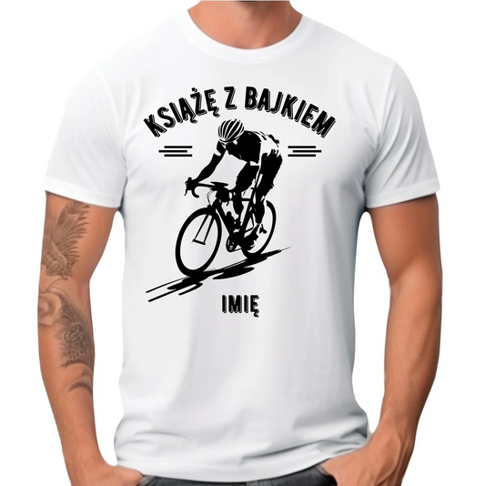 Koszulka męska dla rowerzysty - Książę z bajkiem - personalizowana HR01 - StoryCups.pl
