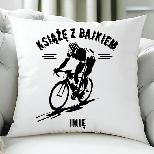 Poduszka dla rowerzysty - Książę z bajkiem - personalizowana HR01 - StoryCups.pl