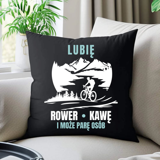 Poduszka dekoracyjna dla rowerzysty - Lubię rower kawę i może parę osób HR05 - StoryCups.pl