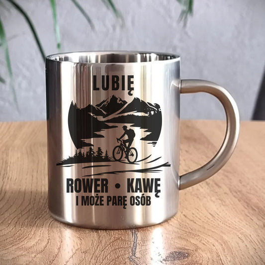 Kubek metalowy dla rowerzysty - Lubię rower kawę i może parę osób HR05 - StoryCups.pl