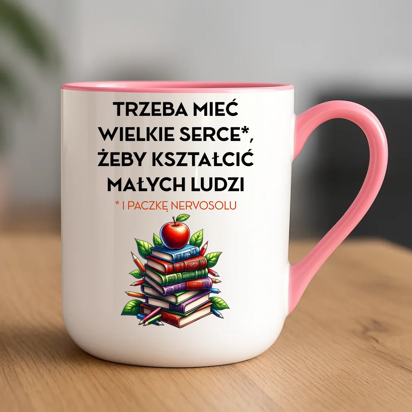 Kubek elegant dla nauczyciela - Trzeba mieć wielkie serce i paczkę nervosolu N73 - StoryCups.pl