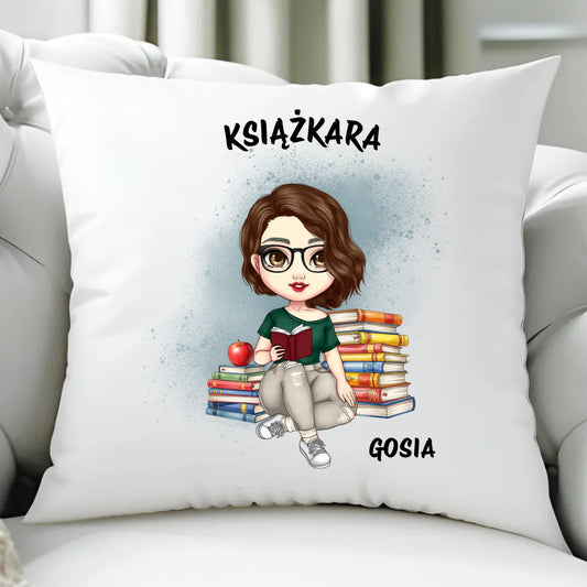 Poduszka - Książkara - Prezent dla miłośniczki czytania książek - personalizowana DZ03