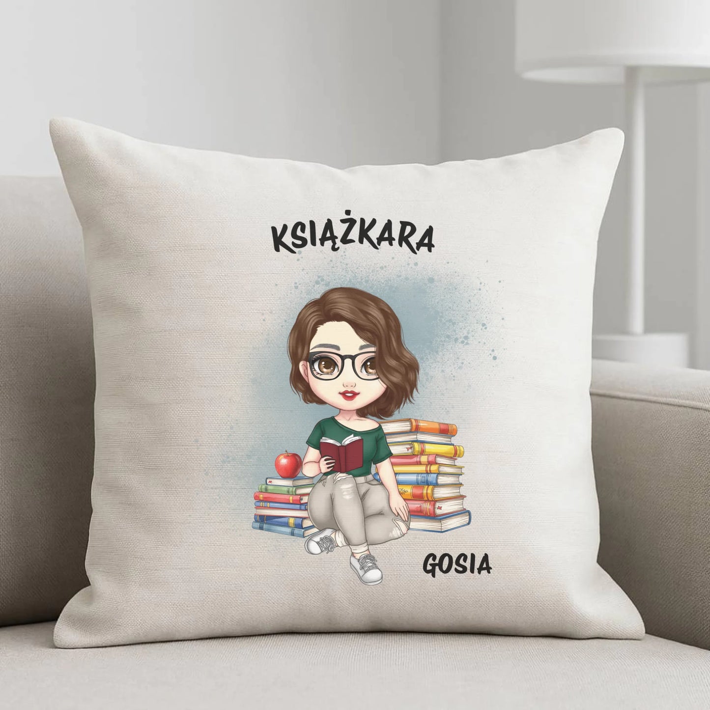 Poduszka - Książkara - Prezent dla miłośniczki czytania książek - personalizowana DZ03