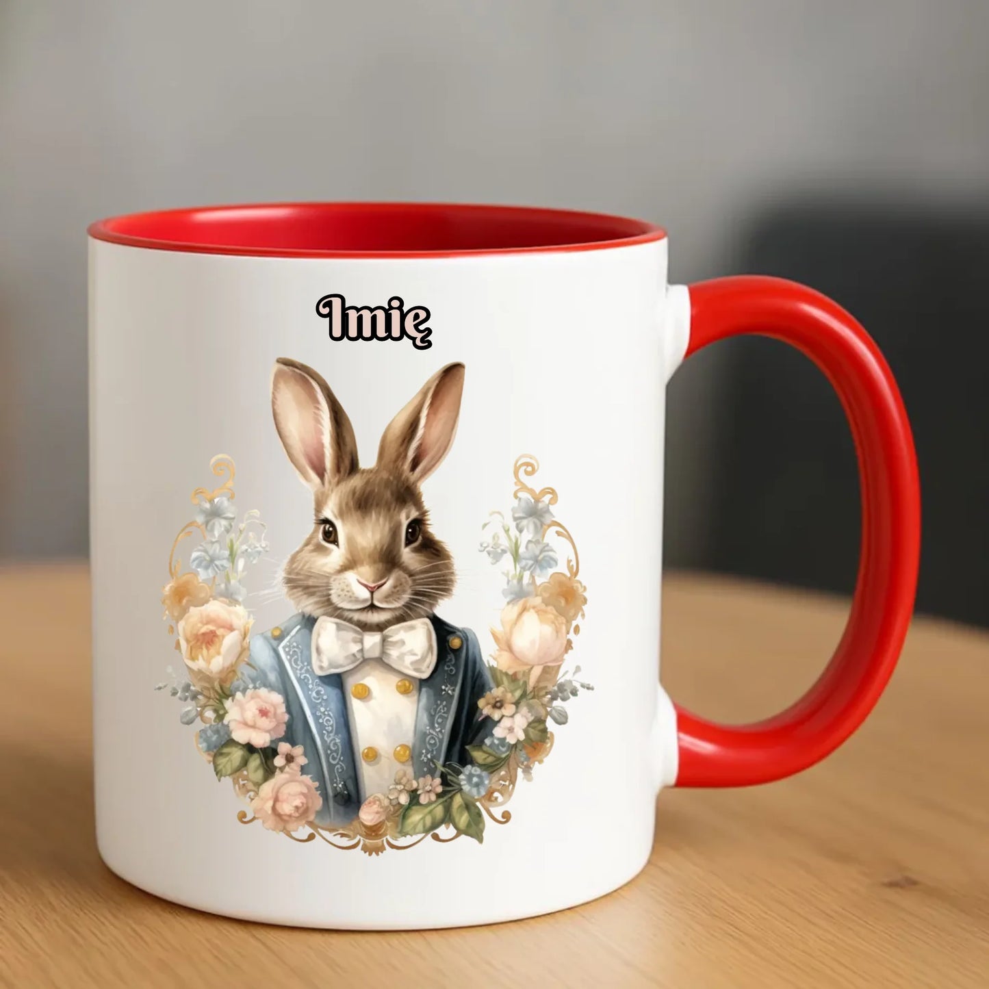 Kubek na Wielkanoc - Elegancki Pan Zając - Prezent personalizowany WN06 - StoryCups.pl