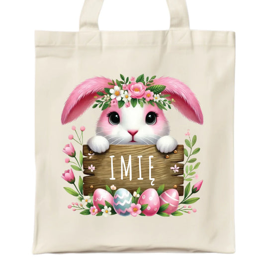 Torba na Wielkanoc - Różowy Zajączek - personalizowana WN07 - StoryCups.pl