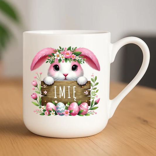 Kubek elegant na Wielkanoc - Różowy Zajączek - Prezent personalizowany WN07 - StoryCups.pl