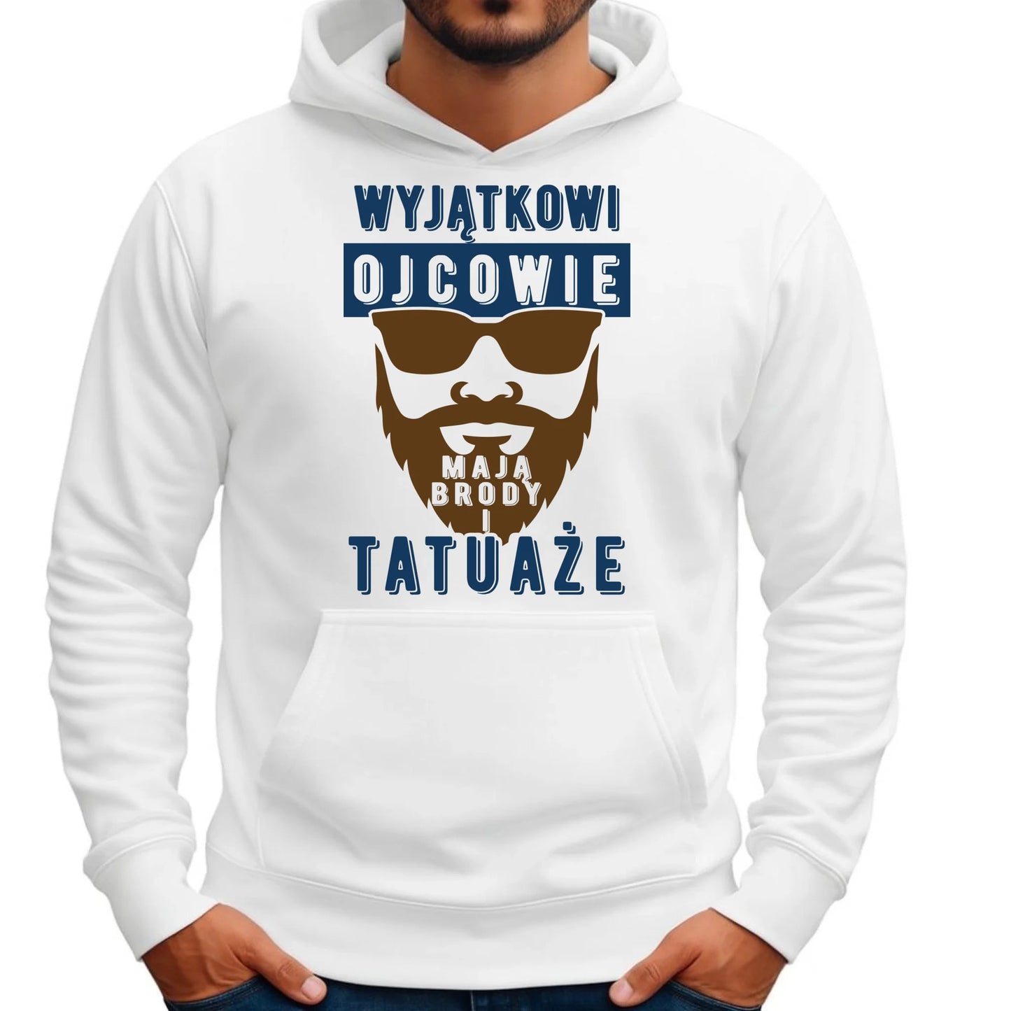 Wyjątkowi ojcowie mają brody i tatuaże | Bluza męska z kapturem dla taty DT73 - StoryCups.pl