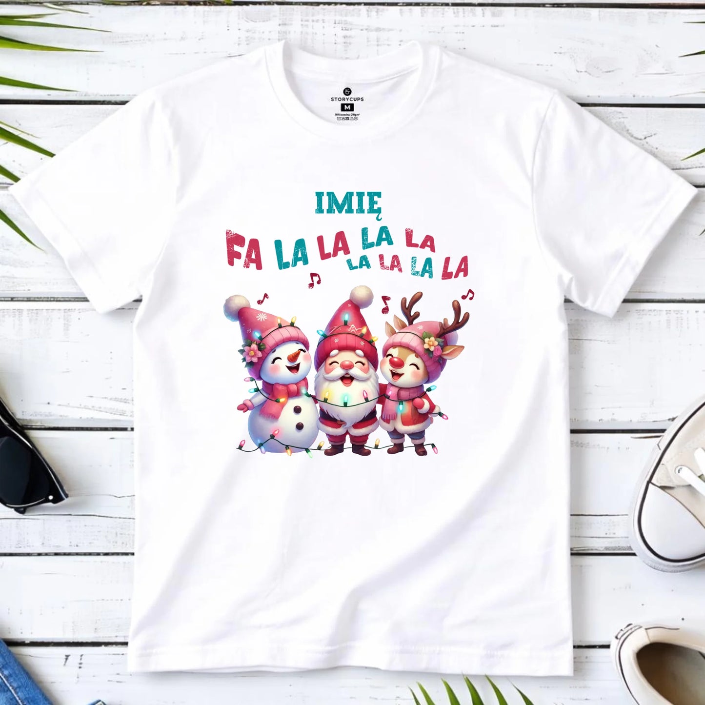 Koszulka dziecięca świąteczna - Fa la la la - personalizowana BN51