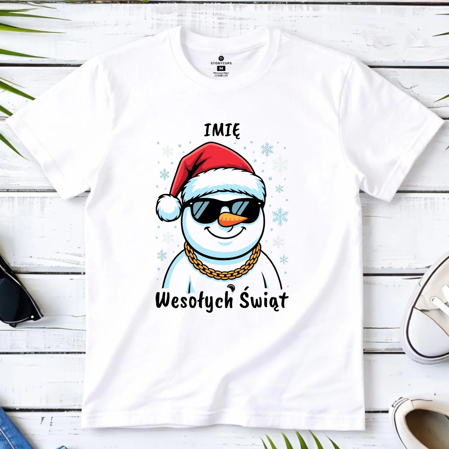 Koszulka dziecięca świąteczna - Wesoły bałwan Wesołych Świąt - personalizowana BN82