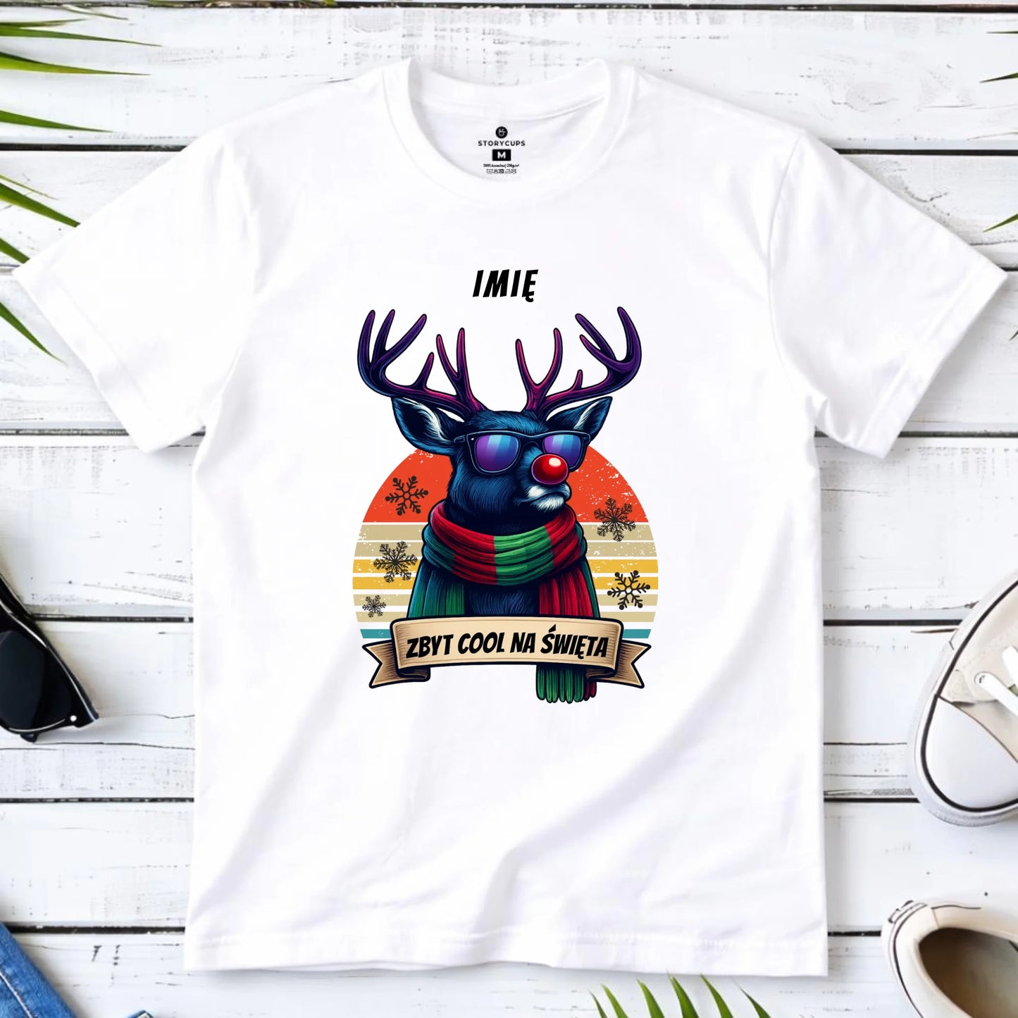 Koszulka dziecięca świąteczna z reniferem - Zbyt cool na święta - personalizowana BN128
