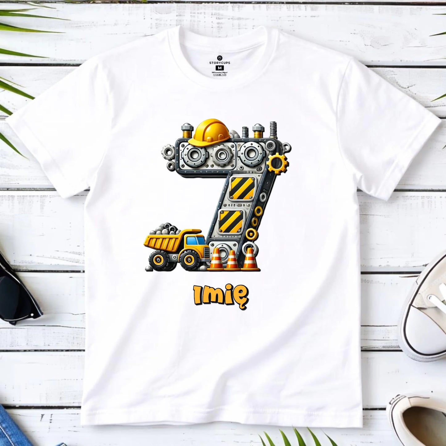 Koszulka dziecięca urodzinowa - prezent na 7 urodziny dla chłopca - Wywrotka - personalizowana U41