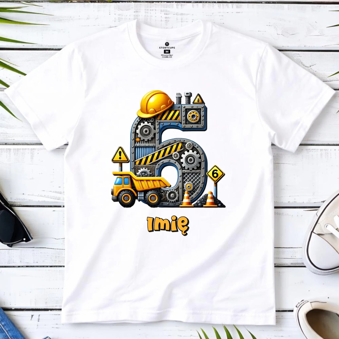 Koszulka dziecięca urodzinowa - prezent na 6 urodziny dla chłopca - Wywrotka - personalizowana U40