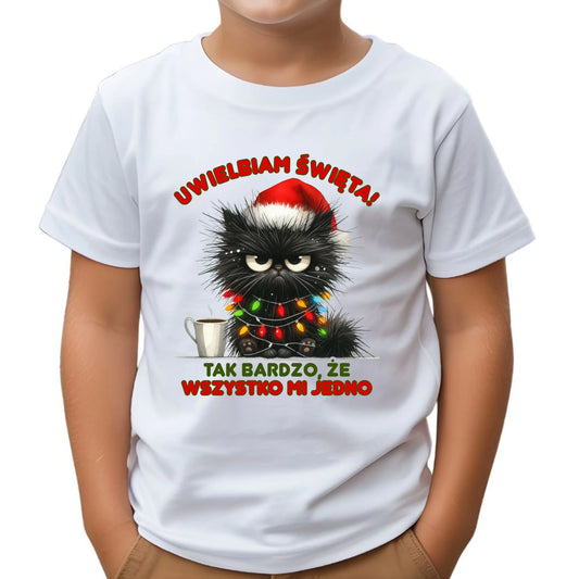 Koszulka dziecięca świąteczna - Kot Maruda Wszystko mi jedno BN35