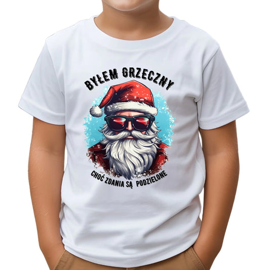 Koszulka dziecięca świąteczna z Mikołajem - Byłem grzeczny, choć zdania są podzielone BN126