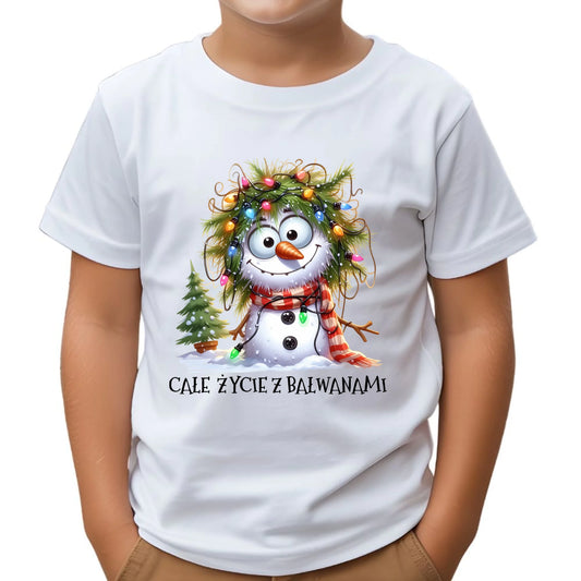 Koszulka dziecięca świąteczna - Całe życie z bałwanami BN125