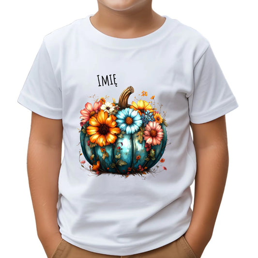 Koszulka dziecięca jesienna - Kwiatowa dynia - personalizowana JS27