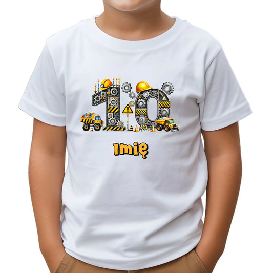 Koszulka dziecięca urodzinowa - prezent na 10 urodziny dla chłopca - Wywrotka - personalizowana U44 - StoryCups.pl