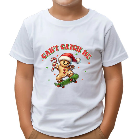 Koszulka dziecięca świąteczna - Piernik na deskorolce Can't catch me BN45