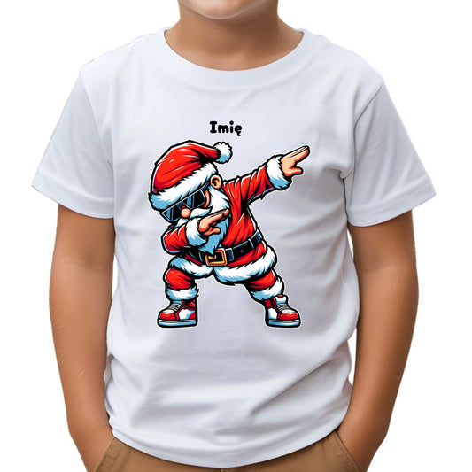 Koszulka dziecięca świąteczna z Mikołajem - na Mikołajki - personalizowana BN136