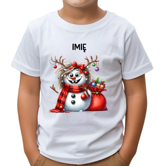 Koszulka dziecięca świąteczna - Bałwanek - personalizowana BN70